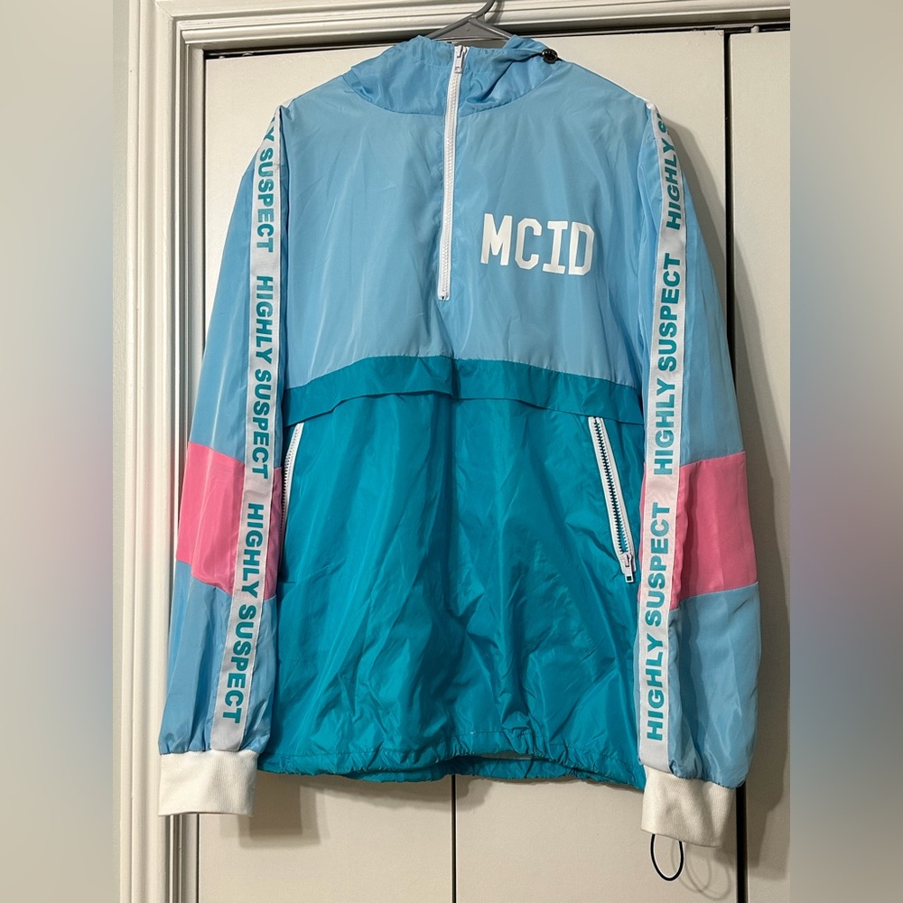 MCID Highly Suspect Rock Band Blue and Pink Windbreaker Jacket